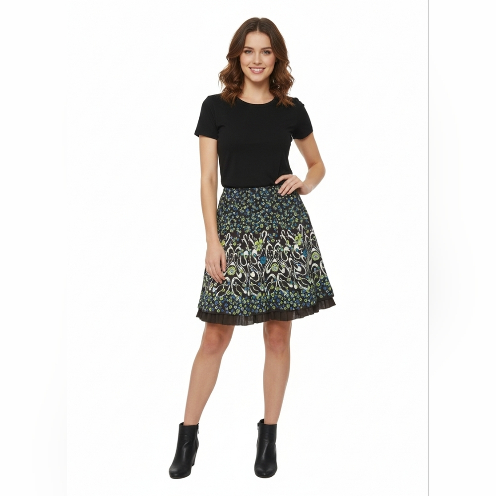 Goodclothes Collection Floral Patterned Chocolate Brown Y2k‎ Retro Skirt Size 12